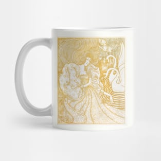 Woman with a Butterfly at a Pond with Two Swans (1894) Mug